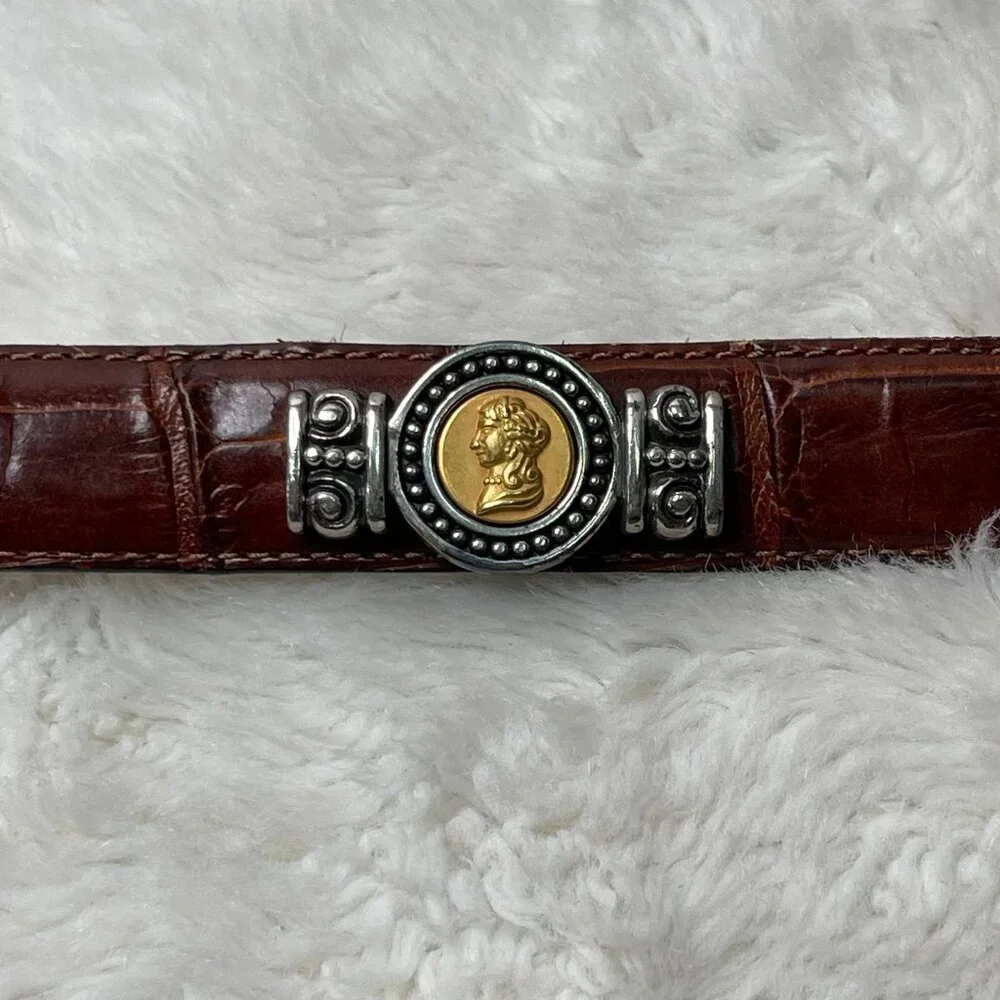 Brighton Museum Women's Brown Leather Rhinestone Belt Size Medium